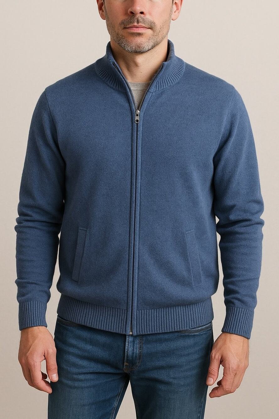 Amazon Essentials Men’s Full Zip Cotton Sweater Jacket Blue XL